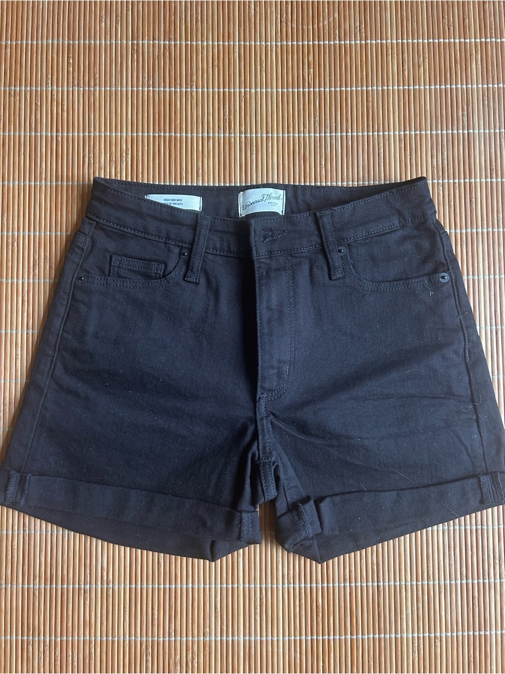 Universal Thread Black Rolled-Hem Denim Shorts